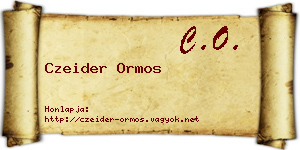 Czeider Ormos névjegykártya